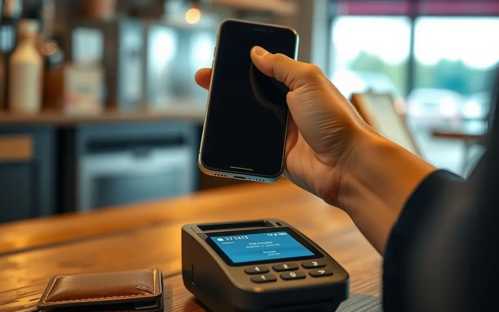 Smartphone accostato a un terminale di pagamento con portafoglio, depositi e prelievi sui siti non AAMS